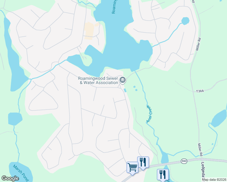 map of restaurants, bars, coffee shops, grocery stores, and more near 581-582 Lakeview Drive West in Hamlin