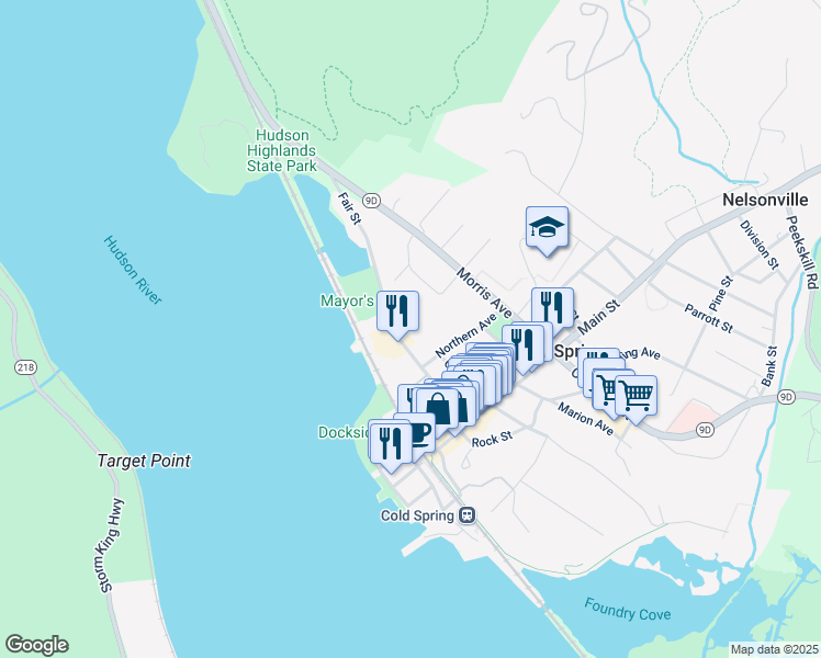 map of restaurants, bars, coffee shops, grocery stores, and more near 52 Fair Street in Philipstown