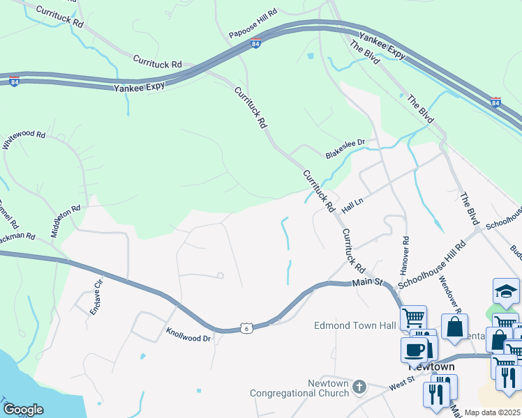 map of restaurants, bars, coffee shops, grocery stores, and more near 42 The Old Road in Newtown