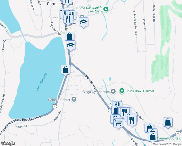 map of restaurants, bars, coffee shops, grocery stores, and more near 1776 U.S. 6 in Carmel Hamlet