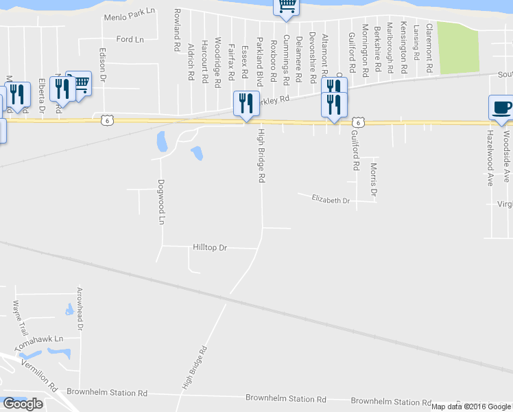 map of restaurants, bars, coffee shops, grocery stores, and more near 714 Highbridge Road in Vermilion