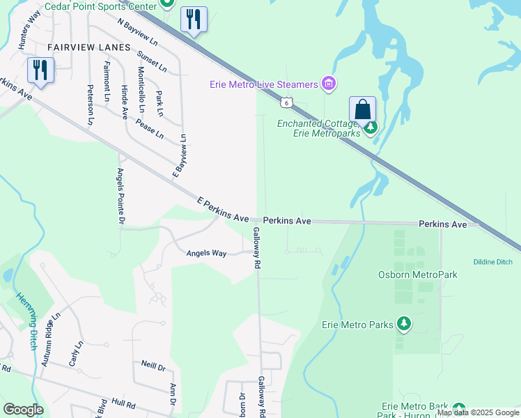 map of restaurants, bars, coffee shops, grocery stores, and more near 3003 Bayfield Drive in Huron