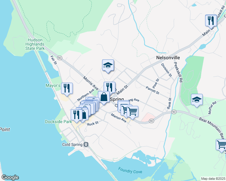 map of restaurants, bars, coffee shops, grocery stores, and more near 8 Fishkill Avenue in Cold Spring