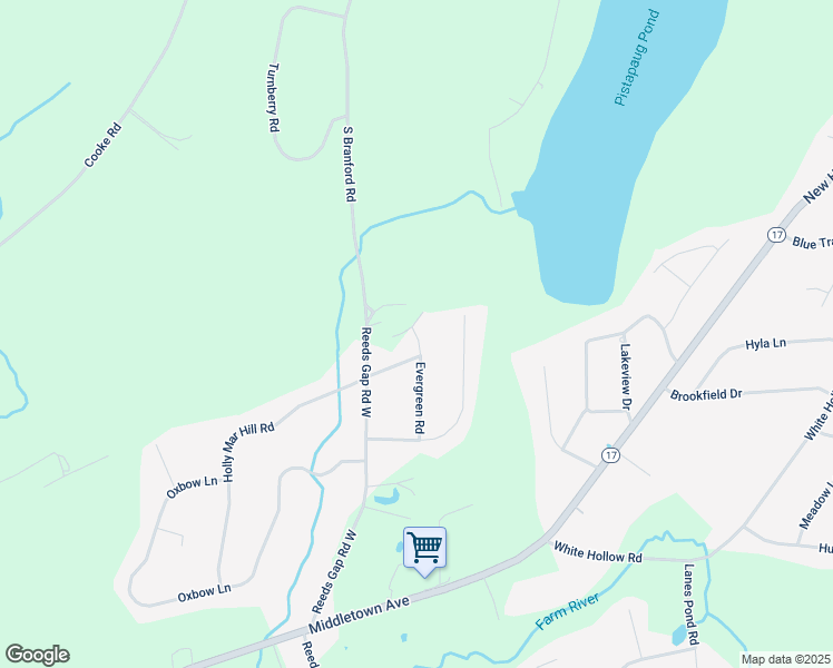 map of restaurants, bars, coffee shops, grocery stores, and more near 51 Evergreen Road in Wallingford