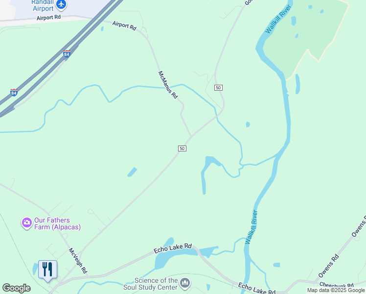 map of restaurants, bars, coffee shops, grocery stores, and more near County Road 50 in Middletown