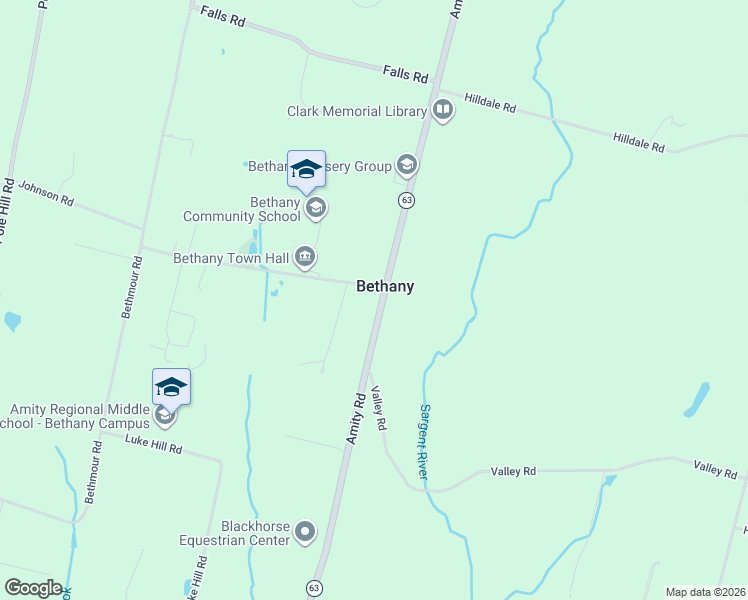 map of restaurants, bars, coffee shops, grocery stores, and more near 455 Amity Road in Bethany