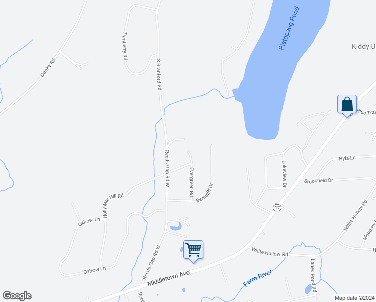 map of restaurants, bars, coffee shops, grocery stores, and more near 66 Evergreen Road in Northford