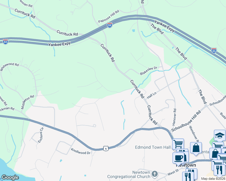 map of restaurants, bars, coffee shops, grocery stores, and more near 4 Twist Hill Road in Newtown