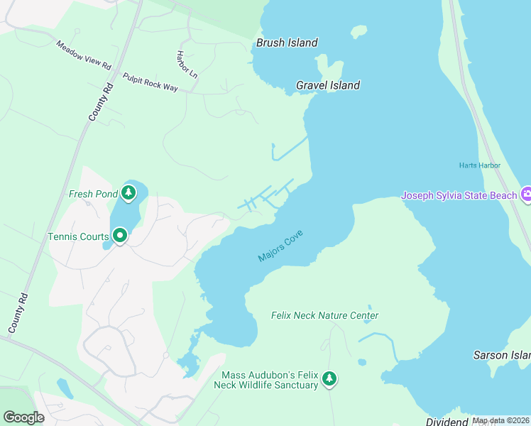 map of restaurants, bars, coffee shops, grocery stores, and more near 41 Sengekontacket Road in Edgartown