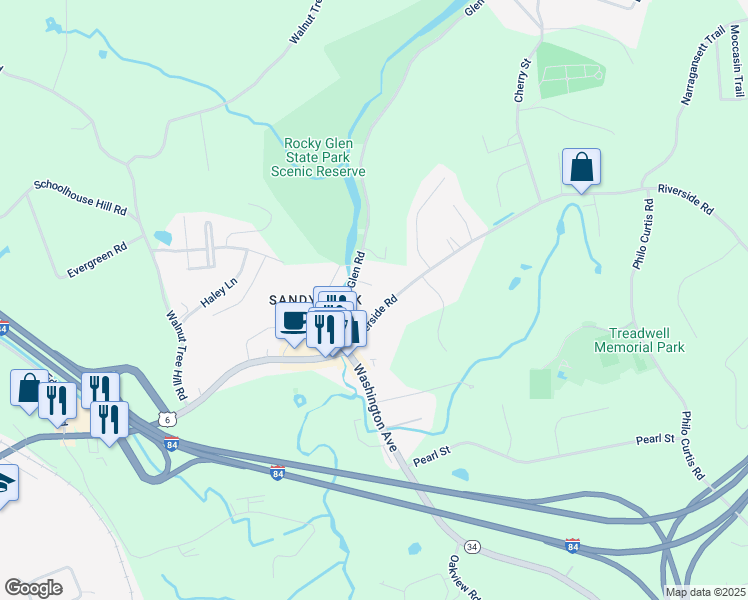 map of restaurants, bars, coffee shops, grocery stores, and more near 18 Glen Road in Newtown