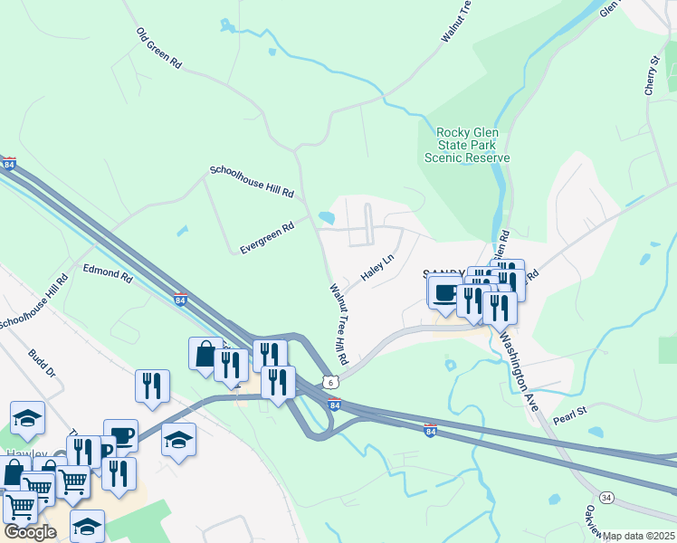 map of restaurants, bars, coffee shops, grocery stores, and more near 22 Walnut Tree Hill Road in Newtown