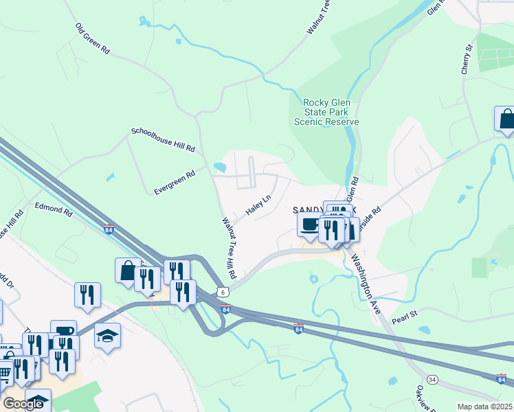 map of restaurants, bars, coffee shops, grocery stores, and more near 120 Haley Lane in Newtown