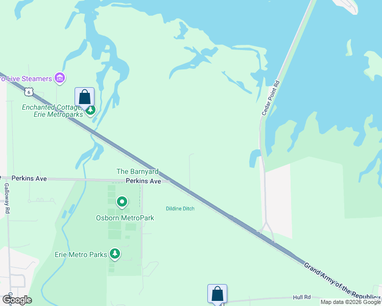 map of restaurants, bars, coffee shops, grocery stores, and more near 4501 Cleveland Road West in Huron