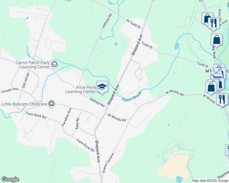 map of restaurants, bars, coffee shops, grocery stores, and more near 1799 Shepard Avenue in Hamden