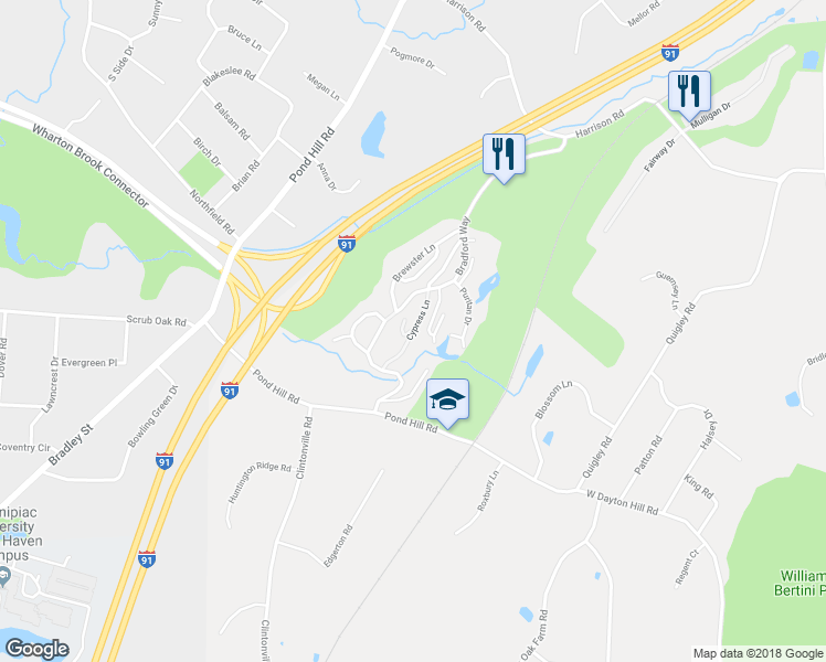 map of restaurants, bars, coffee shops, grocery stores, and more near 418 Cypress Lane in Wallingford