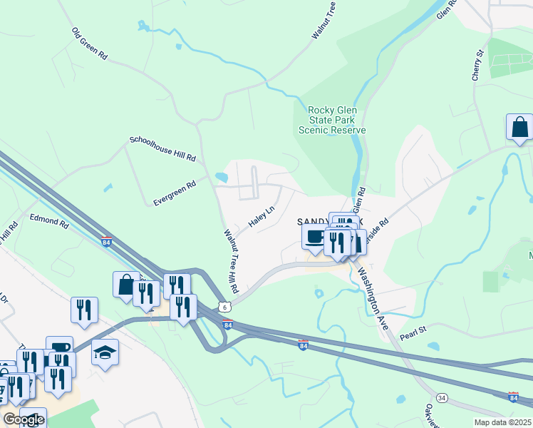 map of restaurants, bars, coffee shops, grocery stores, and more near 120 Haley Lane in Newtown