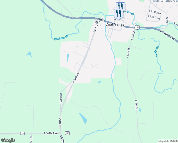 map of restaurants, bars, coffee shops, grocery stores, and more near 203 West 28th Avenue in Coal Valley