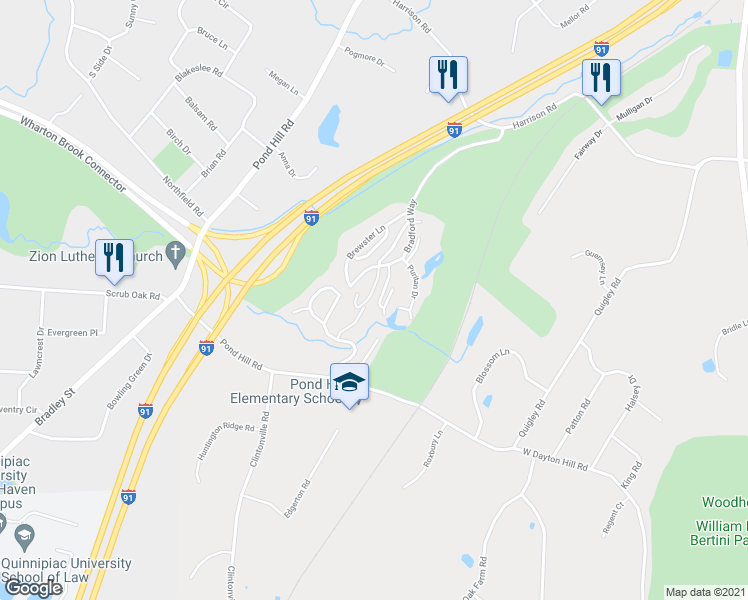 map of restaurants, bars, coffee shops, grocery stores, and more near 412 Pilgrim Harbor in Wallingford