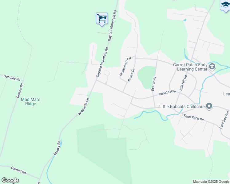 map of restaurants, bars, coffee shops, grocery stores, and more near 1100 West Woods Road in Hamden