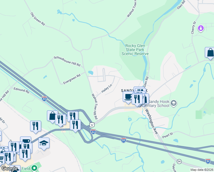 map of restaurants, bars, coffee shops, grocery stores, and more near 120 Haley Lane in Newtown