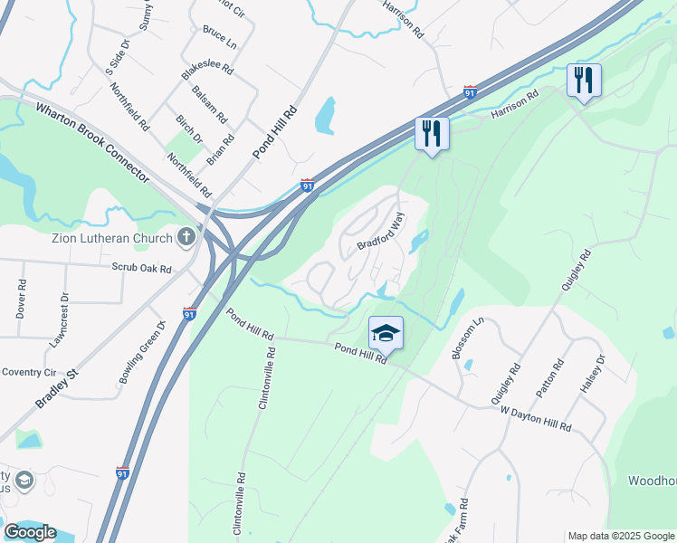 map of restaurants, bars, coffee shops, grocery stores, and more near 578 Pilgrim Harbor in Wallingford