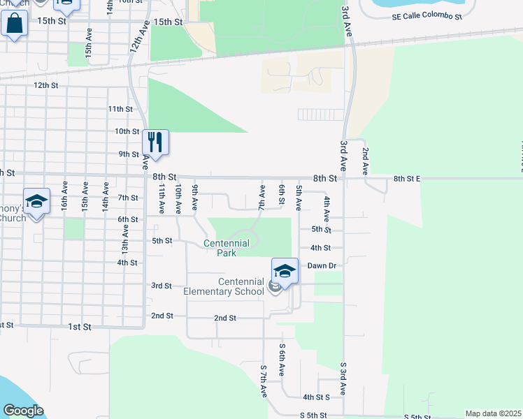 map of restaurants, bars, coffee shops, grocery stores, and more near 600 7th Avenue in Columbus