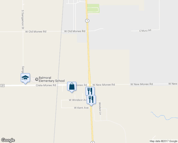 map of restaurants, bars, coffee shops, grocery stores, and more near 25800 South Dixie Highway in Crete