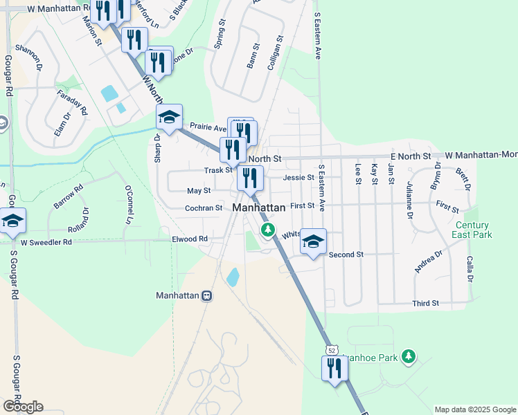 map of restaurants, bars, coffee shops, grocery stores, and more near in Manhattan