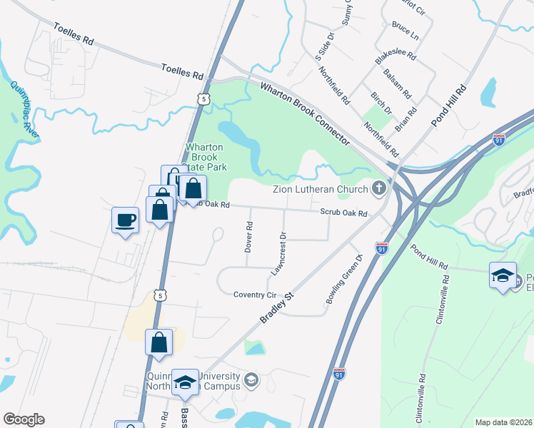 map of restaurants, bars, coffee shops, grocery stores, and more near 78 Scrub Oak Road in North Haven