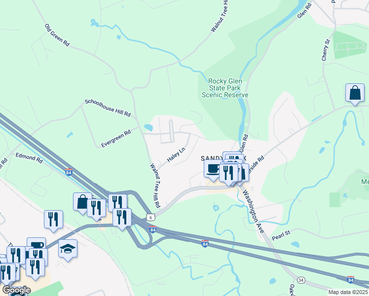 map of restaurants, bars, coffee shops, grocery stores, and more near 120 Haley Lane in Newtown