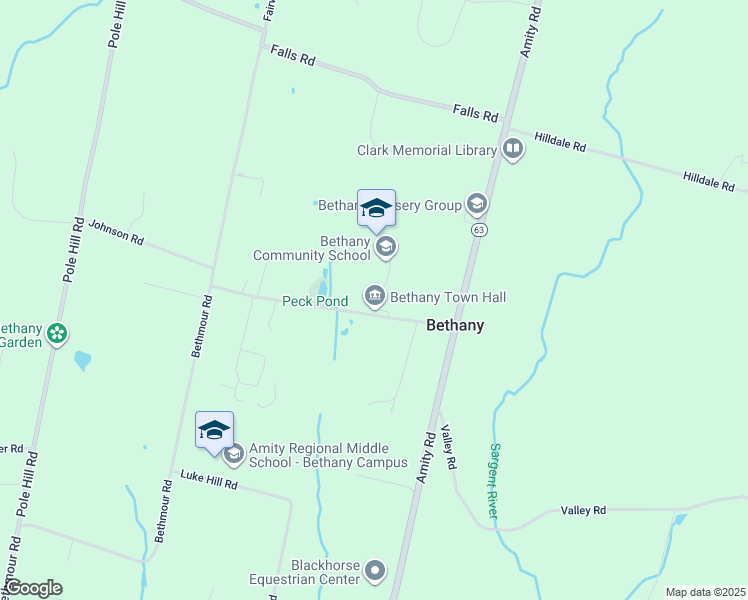 map of restaurants, bars, coffee shops, grocery stores, and more near 40 Peck Road in Bethany