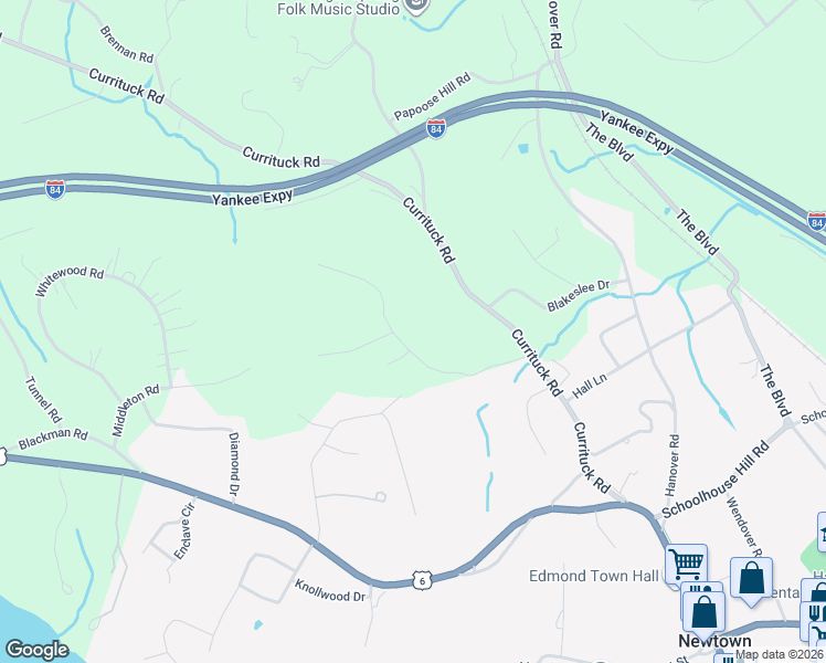 map of restaurants, bars, coffee shops, grocery stores, and more near 2 Twist Hill Road in Newtown