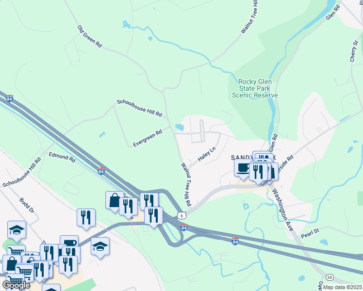 map of restaurants, bars, coffee shops, grocery stores, and more near 22 Walnut Tree Hill Road in Newtown
