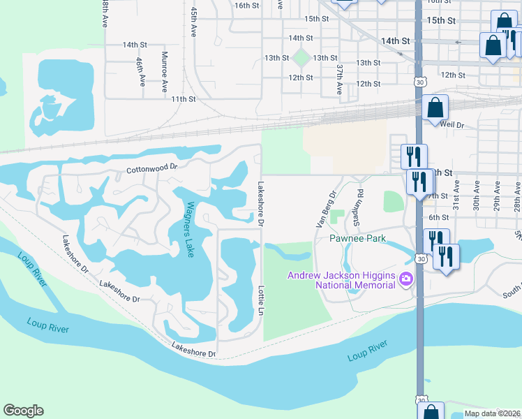 map of restaurants, bars, coffee shops, grocery stores, and more near 1 Wildwood Drive in Columbus