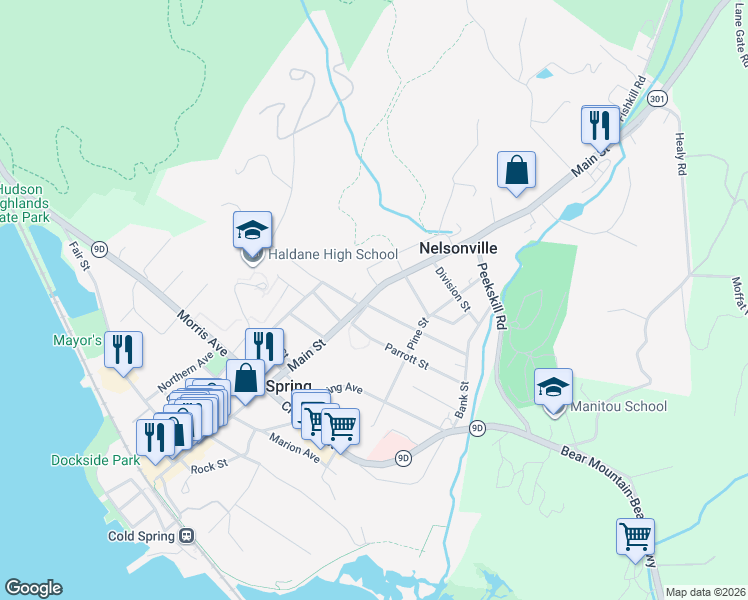 map of restaurants, bars, coffee shops, grocery stores, and more near in Putnam County