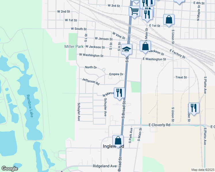 map of restaurants, bars, coffee shops, grocery stores, and more near 353 Jefferson Road in Fremont