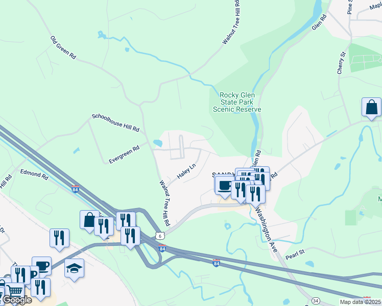 map of restaurants, bars, coffee shops, grocery stores, and more near 120 Haley Lane in Newtown