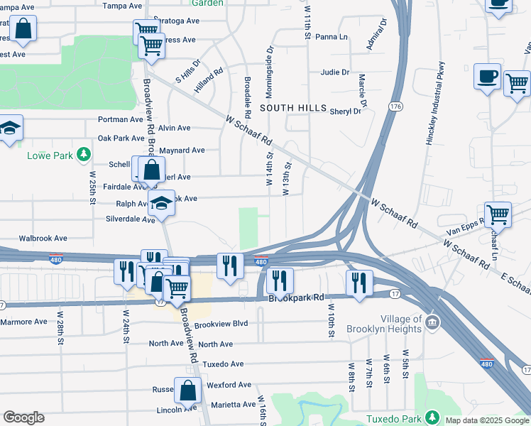 map of restaurants, bars, coffee shops, grocery stores, and more near 4918 West 14th Street in Cleveland