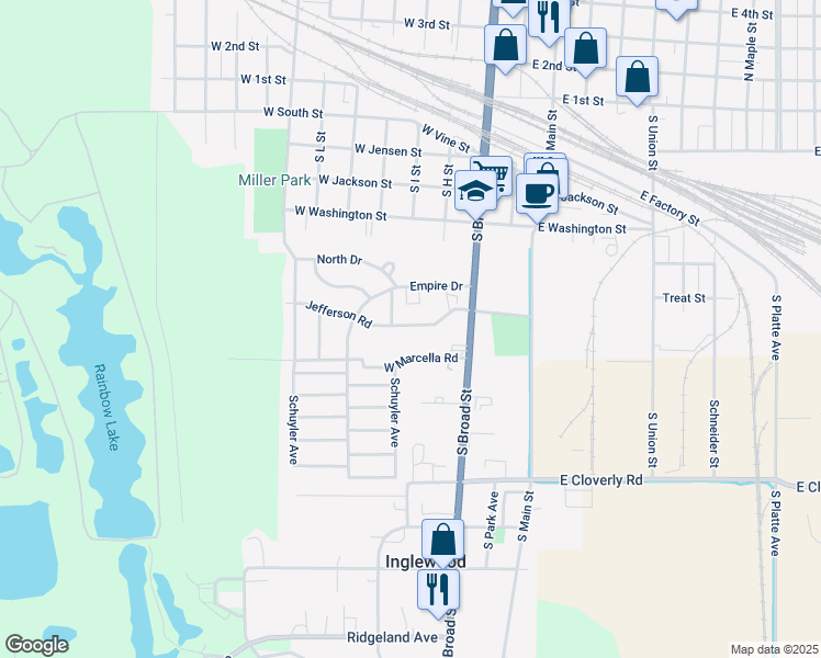 map of restaurants, bars, coffee shops, grocery stores, and more near 353 Jefferson Road in Fremont