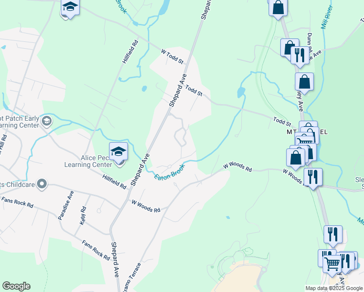 map of restaurants, bars, coffee shops, grocery stores, and more near 20 Eaton Woods Rd in Hamden