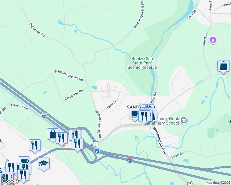 map of restaurants, bars, coffee shops, grocery stores, and more near 122 Louis Hill Road in Newtown