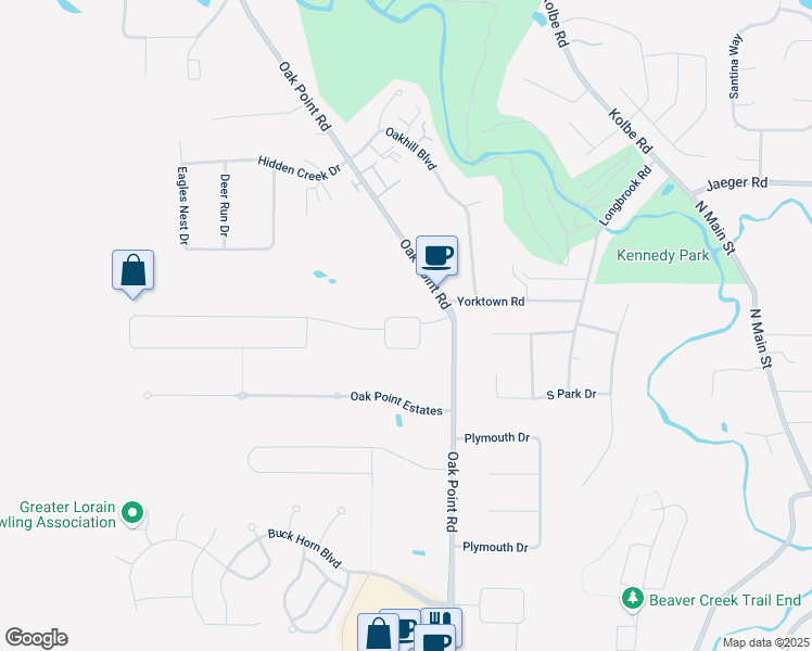 map of restaurants, bars, coffee shops, grocery stores, and more near 6222 Oak Tree Drive North in Lorain