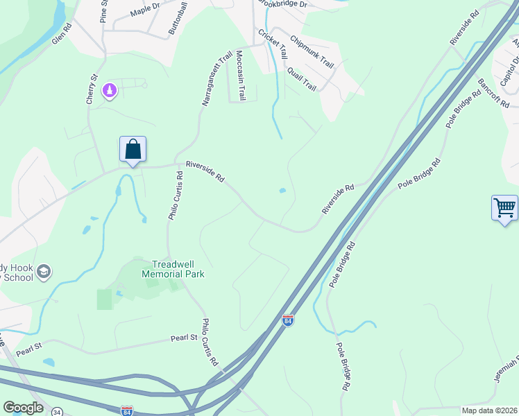map of restaurants, bars, coffee shops, grocery stores, and more near 71 Riverside Road in Newtown