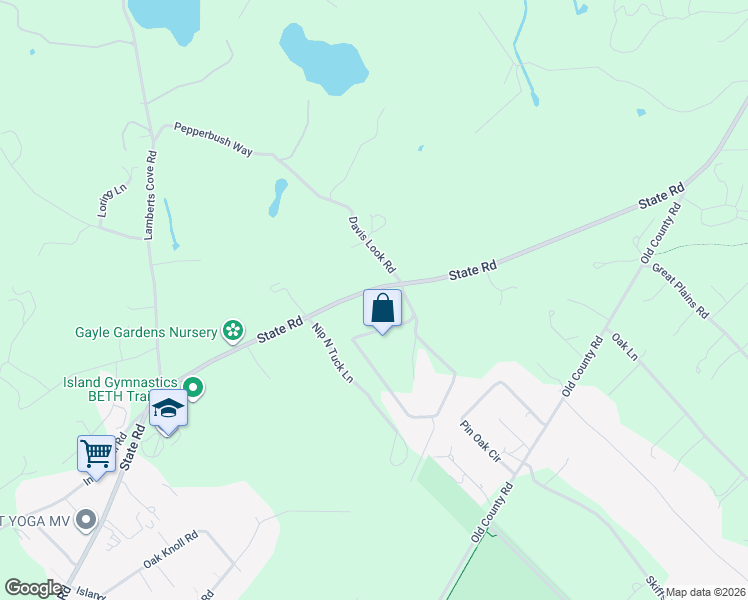 map of restaurants, bars, coffee shops, grocery stores, and more near 312 State Road in West Tisbury