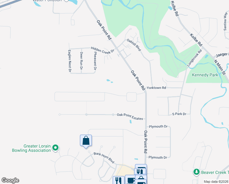 map of restaurants, bars, coffee shops, grocery stores, and more near 7024 Oak Tree Drive North in Lorain