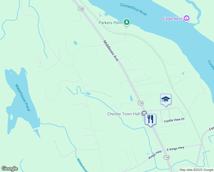 map of restaurants, bars, coffee shops, grocery stores, and more near 96 Goose Hill Road in Chester