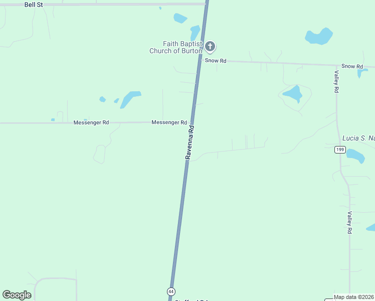 map of restaurants, bars, coffee shops, grocery stores, and more near 16374 Ravenna Road in Chagrin Falls