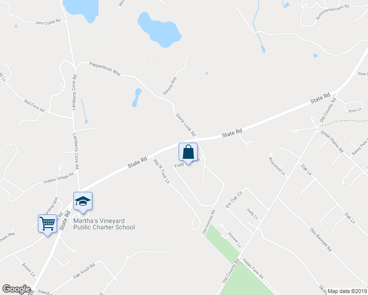 map of restaurants, bars, coffee shops, grocery stores, and more near 312 State Road in West Tisbury