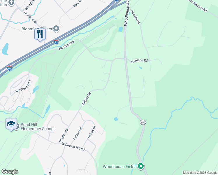 map of restaurants, bars, coffee shops, grocery stores, and more near 18 Quigley Road in Wallingford