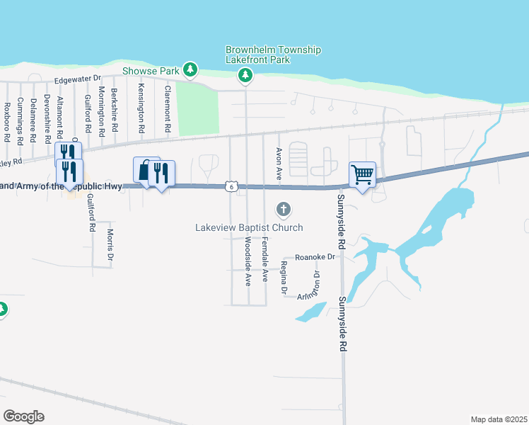 map of restaurants, bars, coffee shops, grocery stores, and more near 572 Ferndale Avenue in Vermilion